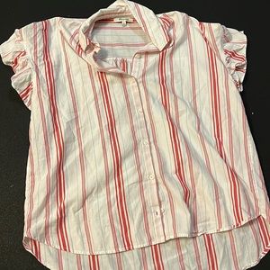 Madewell red striped button up blouse. NWOT. Pit to pit 22.5 in. SZ medium